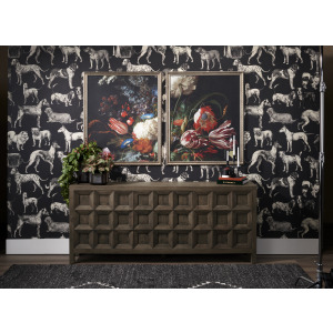 80.5 In. Brown Wood Grain 3 Door Media Credenza/sideboard