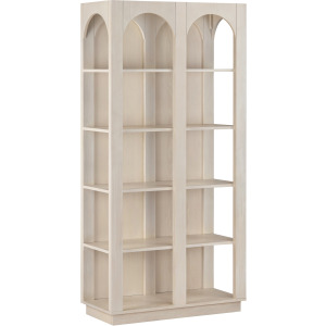 Cream Wooden Five Shelf Bookcase