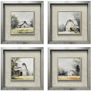 Windham 4-piece Farmhouse Barn Framed Canvas Paintings