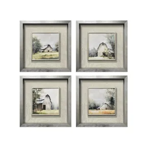 Windham 4-piece Farmhouse Barn Framed Canvas Paintings