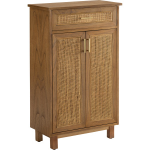 Brown Wooden Two Door One Drawer Accent Cabinet