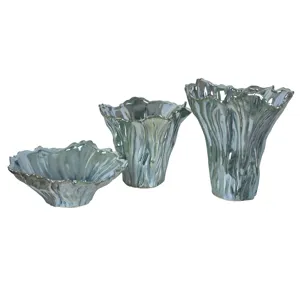 Quinton Organic Shaped Vases & Bowl,set Of 3