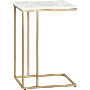White Marble With Brass Inlay Gold C Table
