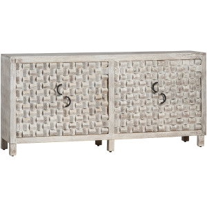 White-washed Mango Wood 4-door Sideboard