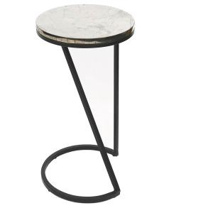 Cream Pyrate And Metal Round Accent/end Table
