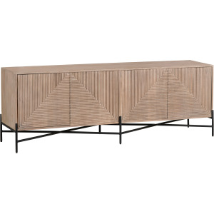 Brown Solid Wood And Metal 4-door Media Credenza/sideboard