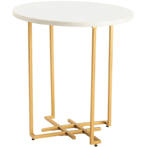 Round Marble & Brass End Table