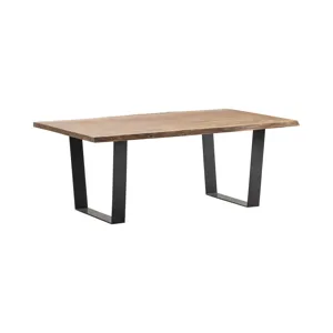 Bengal Manor Iron And Live Edge Natural Acacia Wood Rectangle Cocktail Table Silo