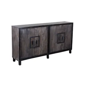 Bengal Manor Mango Wood 4 Door Frame Detail Rough Hewn Sideboard