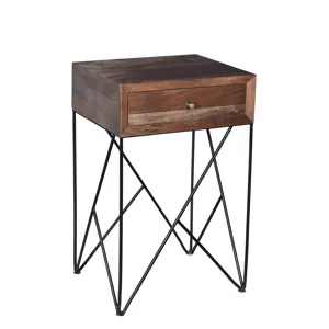 Bengal Manor Acacia Wood And Metal 1 Drawer Accent Table