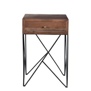 Bengal Manor Acacia Wood And Metal 1 Drawer Accent Table