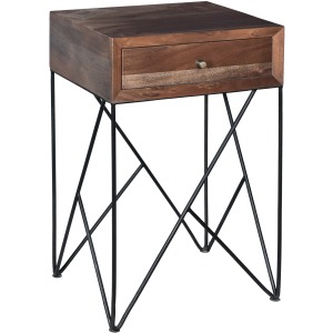 Bengal Manor Acacia Wood And Metal 1 Drawer Accent Table