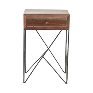 Bengal Manor Acacia Wood And Metal 1 Drawer Accent Table Silo