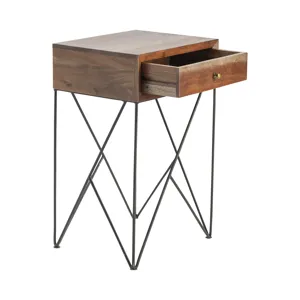 Bengal Manor Acacia Wood And Metal 1 Drawer Accent Table Silo