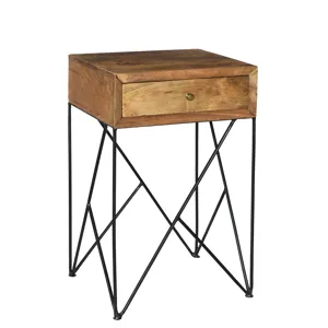 Bengal Manor Light Acacia Wood And Metal 1 Drawer Accent Table