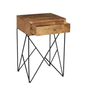 Bengal Manor Light Acacia Wood And Metal 1 Drawer Accent Table