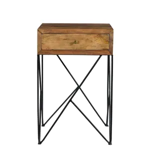 Bengal Manor Light Acacia Wood And Metal 1 Drawer Accent Table