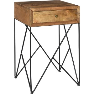 Bengal Manor Light Acacia Wood And Metal 1 Drawer Accent Table