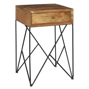 Bengal Manor Light Acacia Wood And Metal 1 Drawer Accent Table