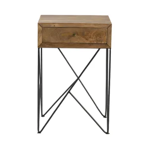 Bengal Manor Light Acacia Wood And Metal 1 Drawer Accent Table Silo