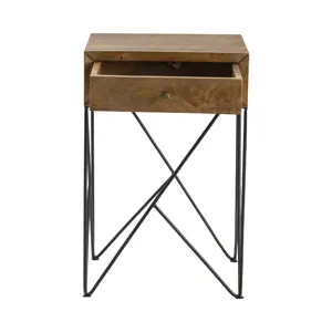 Bengal Manor Light Acacia Wood And Metal 1 Drawer Accent Table Silo