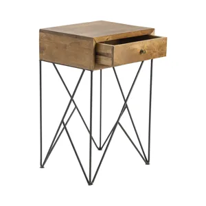 Bengal Manor Light Acacia Wood And Metal 1 Drawer Accent Table Silo
