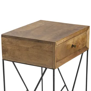 Bengal Manor Light Acacia Wood And Metal 1 Drawer Accent Table Silo