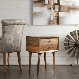 Bengal Manor Natural Mango Wood 2 Drawer Accent Table