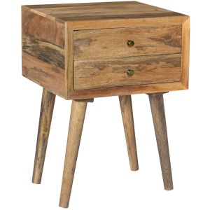 Bengal Manor Natural Mango Wood 2 Drawer Accent Table