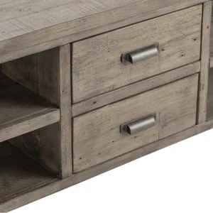 Pembroke Plantation Recycled Pine Distressed Grey 2 Drawer Rectangle Cocktail Table Silo