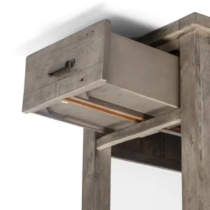 Pembroke Plantation Recycled Pine Distressed Grey 1 Drawer Rectangle End Table