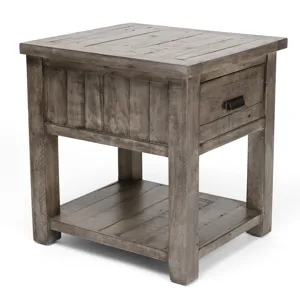 Pembroke Plantation Recycled Pine Distressed Grey 1 Drawer Rectangle End Table