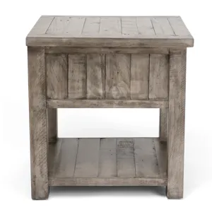 Pembroke Plantation Recycled Pine Distressed Grey 1 Drawer Rectangle End Table