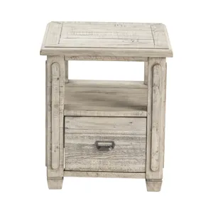 Pembroke Plantation Recycled Pine White Wash 1 Drawer Rectangle End Table Silo