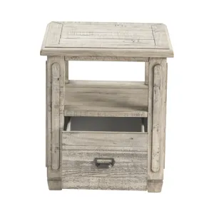 Pembroke Plantation Recycled Pine White Wash 1 Drawer Rectangle End Table Silo