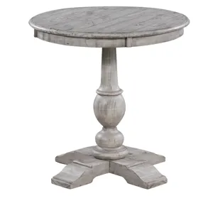 Pembroke Plantation Recycled Pine White Wash Round Accent Table