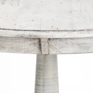 Pembroke Plantation Recycled Pine White Wash Round Accent Table