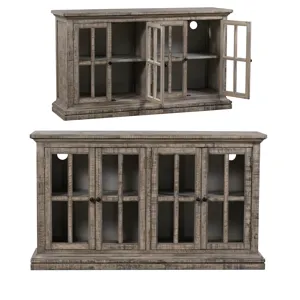 Hawthorne Estate 4 Door Windowpane Sideboard Rustic Driftwood Finish