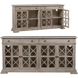 Hawthorne Estate 2 Drawer 4 Door Fretwork Sideboard Brushed Wheat Finish