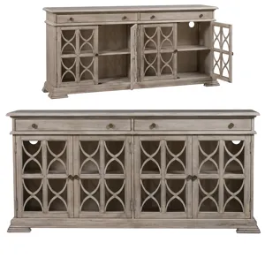 Hawthorne Estate 2 Drawer 4 Door Fretwork Sideboard Brushed Wheat Finish