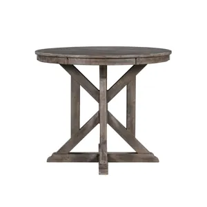 Pembroke Plantation Recycled Pine Distressed Grey Wood Base Accent Table