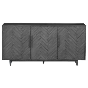 Hawthorne Estate Charcoal Grey Finish 3 Door Chevron Pattern Sideboard