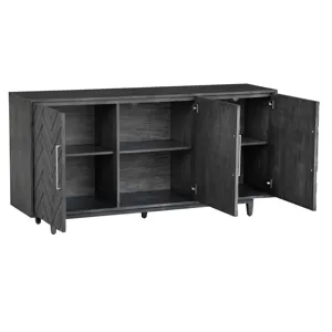 Hawthorne Estate Charcoal Grey Finish 3 Door Chevron Pattern Sideboard