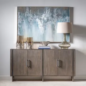 Hawthorne Estate Inset Wood Frame 2 Tone Grey Wash 4 Door Sideboard