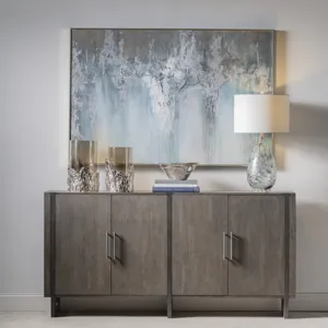 Hawthorne Estate Inset Wood Frame 2 Tone Grey Wash 4 Door Sideboard