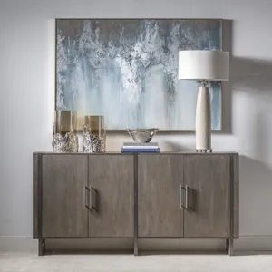 Hawthorne Estate Inset Wood Frame 2 Tone Grey Wash 4 Door Sideboard