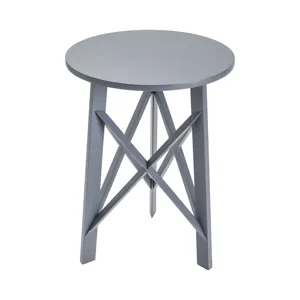 Round Acacia Wood Blue Side Table Silo