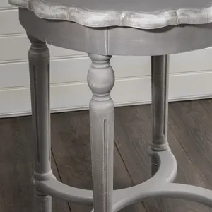 Pembroke Turned Leg Chalk Grey Scalloped Accent Table