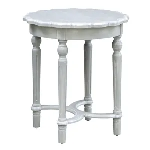 Pembroke Turned Leg Chalk Grey Scalloped Accent Table