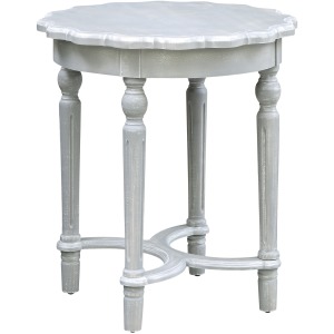 Pembroke Turned Leg Chalk Grey Scalloped Accent Table